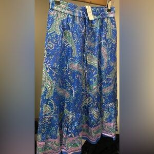 TALBOTS LONG SKIRT LINED Blue Paisley Patterned SIZE XS ( runs big NEW W TAG!